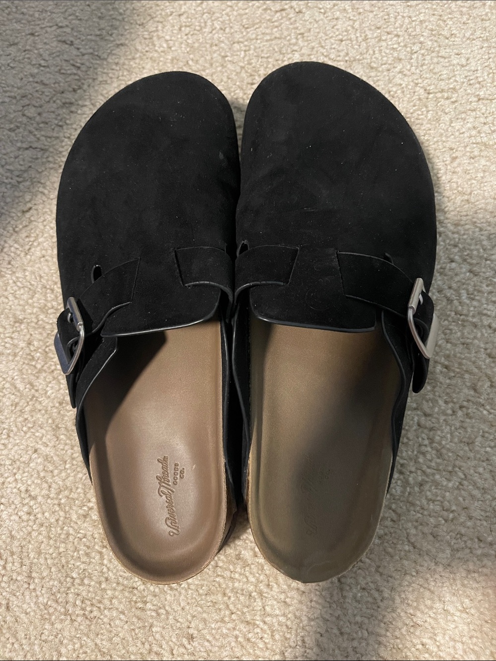 Universal Thread Black Suede Buckle Clog Mules